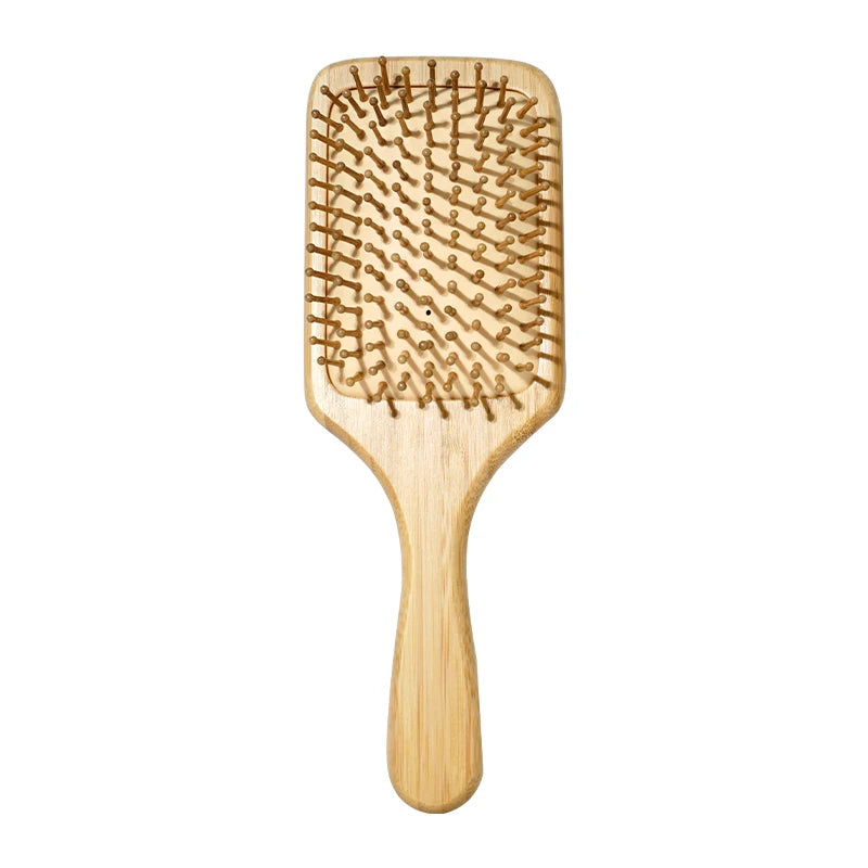 Bamboo Hair Brush – Natural Wooden Anti-Static Comb & Scalp Massager | Air Cushion Design for Women & Men
