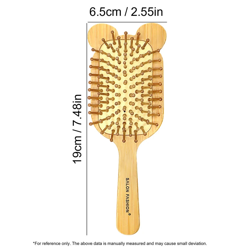 Bamboo Hair Brush – Natural Wooden Anti-Static Comb & Scalp Massager | Air Cushion Design for Women & Men