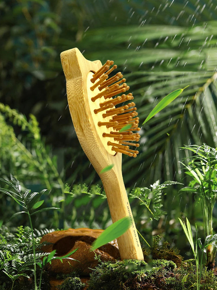 Bamboo Hair Brush – Natural Wooden Anti-Static Comb & Scalp Massager | Air Cushion Design for Women & Men