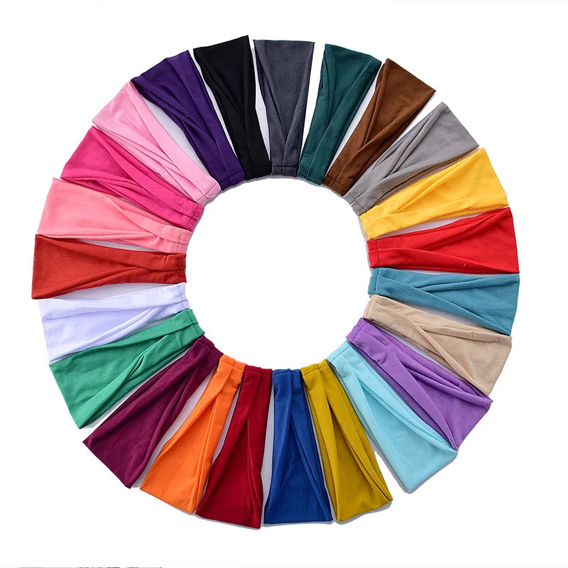 Solid Color Elastic Headband – Soft Cotton Turban Style for Women | Yoga, Fashion & Everyday Wear