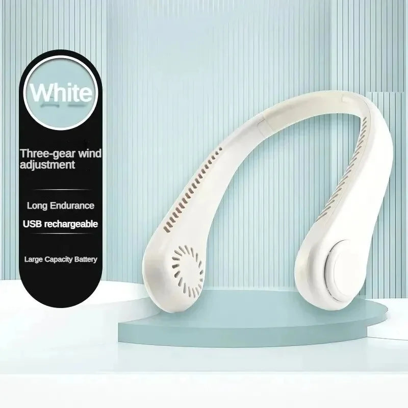 8000mAh Bladeless Hanging Neck Fan – Hands-Free Portable Air Cooler