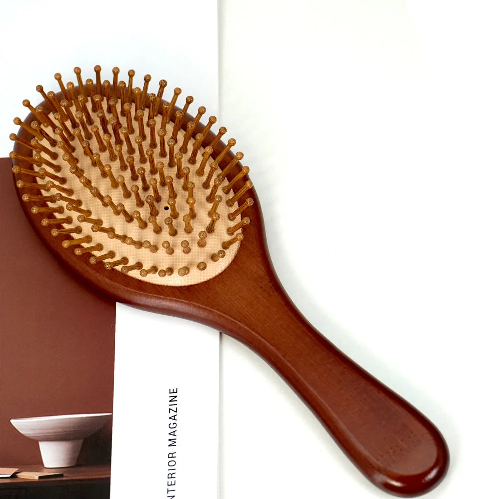 Bamboo Hair Brush – Natural Wooden Anti-Static Comb & Scalp Massager | Air Cushion Design for Women & Men
