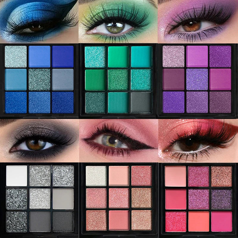 9-Color Eyeshadow Palette – Matte & Shimmer Shades for Day-to-Night Looks (Waterproof)
