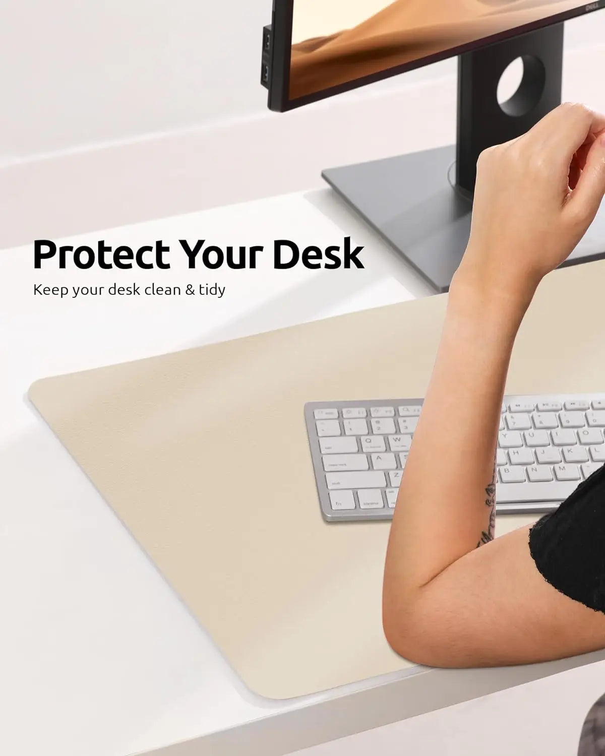 Double-Sided Leather & Cork Desk Pad – Eco-Friendly Large Mouse Mat (Waterproof, 4 Sizes)