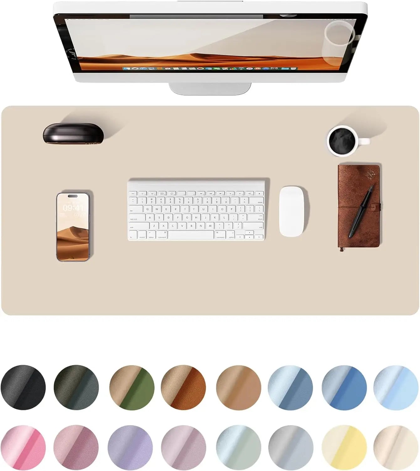 Double-Sided Leather & Cork Desk Pad – Eco-Friendly Large Mouse Mat (Waterproof, 4 Sizes)