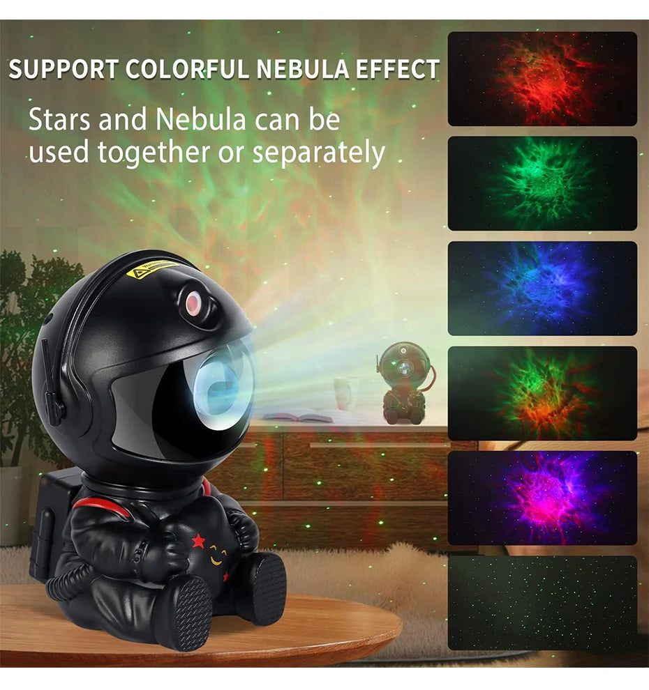 Galaxy Astronaut Star Projector – Nebula LED Night Light with Remote Control