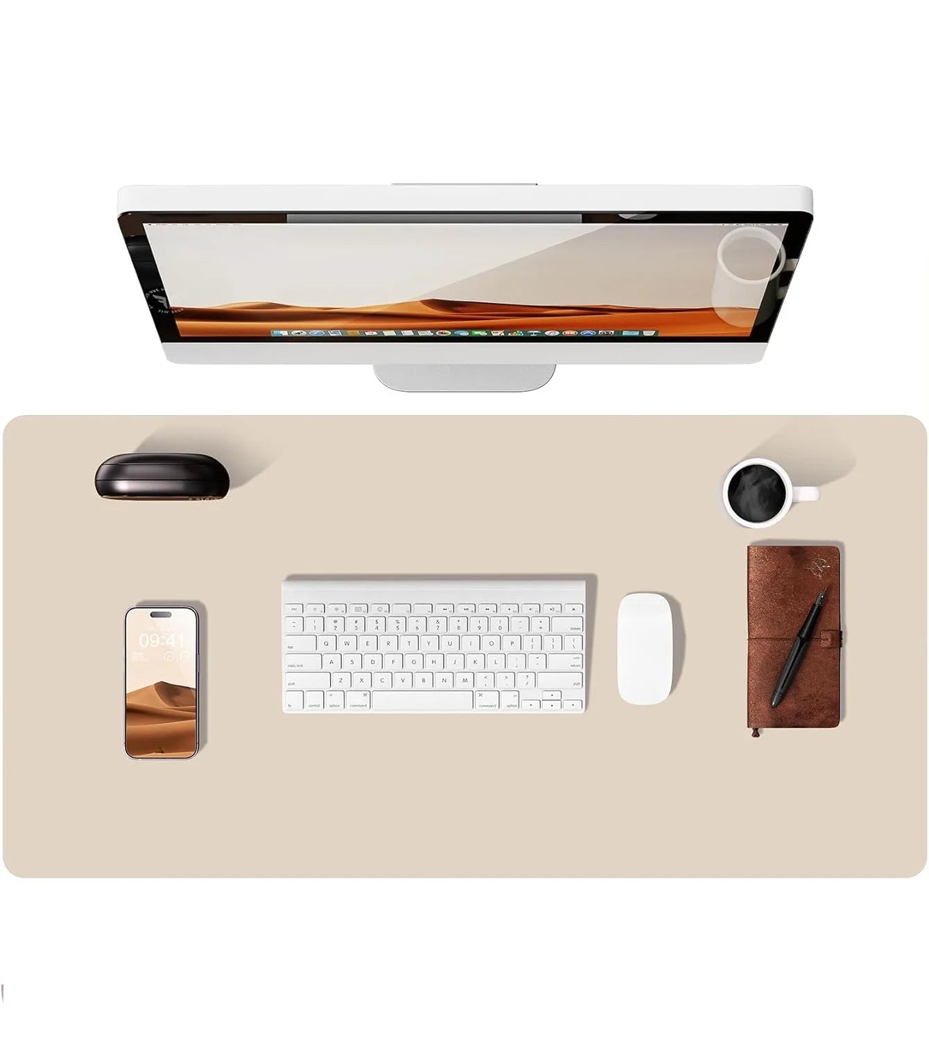 Double-Sided Leather & Cork Desk Pad – Eco-Friendly Large Mouse Mat (Waterproof, 4 Sizes)