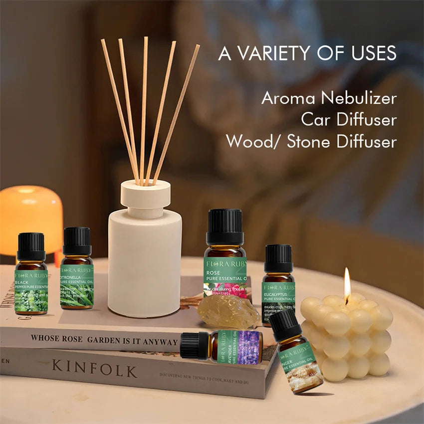 Pure Essential Oils Set – 10ml Bottles for Diffusers, Aromatherapy & Wellness