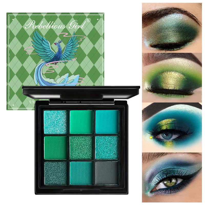 9-Color Eyeshadow Palette – Matte & Shimmer Shades for Day-to-Night Looks (Waterproof)