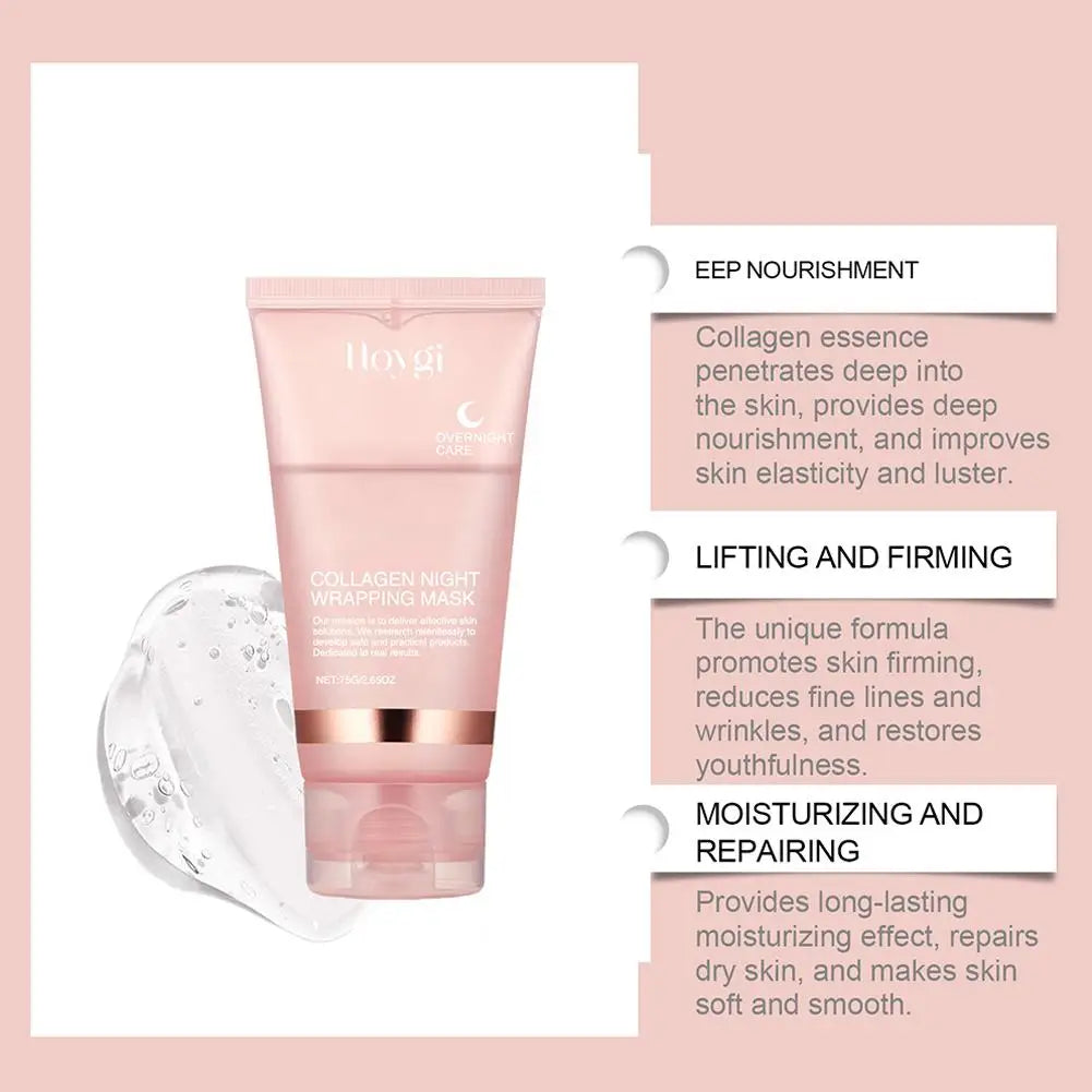 Collagen Night Peel-Off Mask – Korean Overnight Wrapping Facial Treatment (75ml)