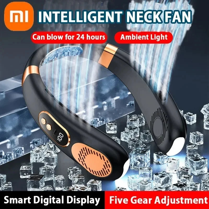 8000mAh Bladeless Hanging Neck Fan – Hands-Free Portable Air Cooler