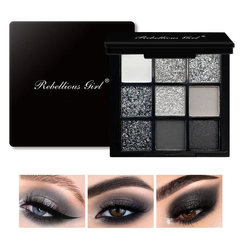 9-Color Eyeshadow Palette – Matte & Shimmer Shades for Day-to-Night Looks (Waterproof)
