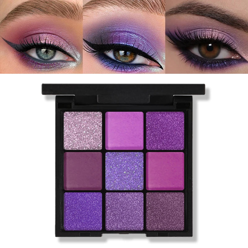 9-Color Eyeshadow Palette – Matte & Shimmer Shades for Day-to-Night Looks (Waterproof)