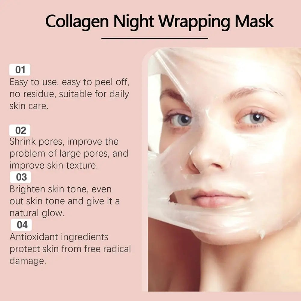 Collagen Night Peel-Off Mask – Korean Overnight Wrapping Facial Treatment (75ml)
