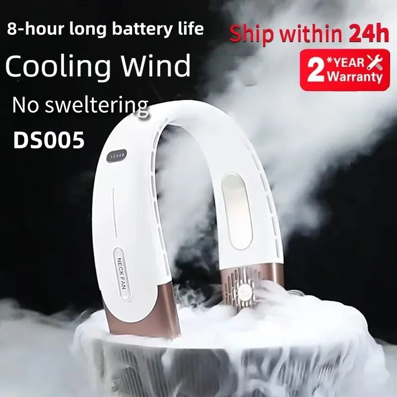 8000mAh Bladeless Hanging Neck Fan – Hands-Free Portable Air Cooler