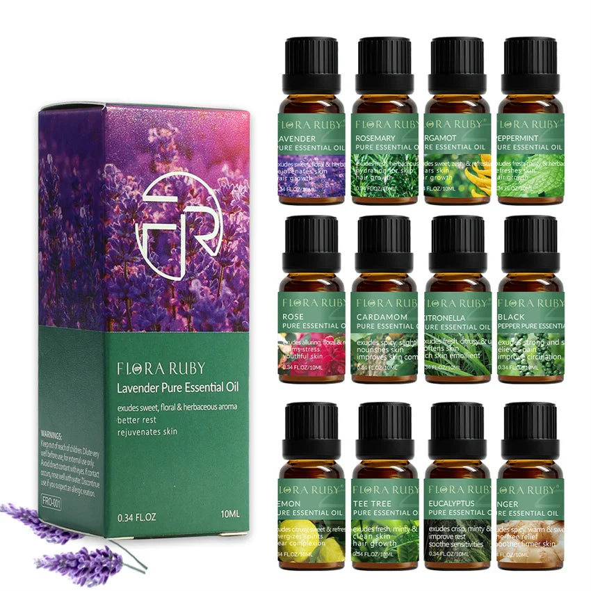 Pure Essential Oils Set – 10ml Bottles for Diffusers, Aromatherapy & Wellness