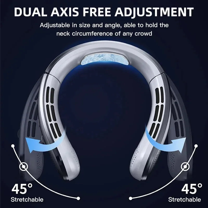 8000mAh Bladeless Hanging Neck Fan – Hands-Free Portable Air Cooler