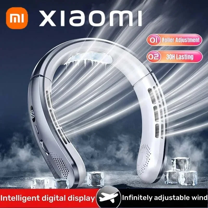 8000mAh Bladeless Hanging Neck Fan – Hands-Free Portable Air Cooler