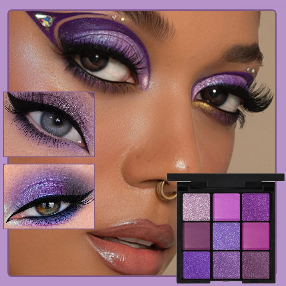 9-Color Eyeshadow Palette – Matte & Shimmer Shades for Day-to-Night Looks (Waterproof)