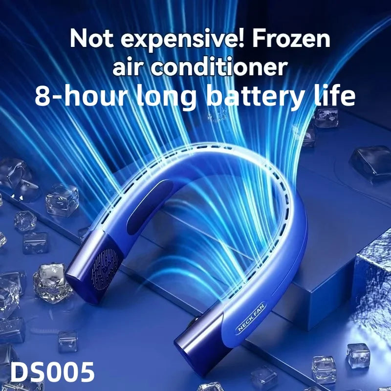 8000mAh Bladeless Hanging Neck Fan – Hands-Free Portable Air Cooler
