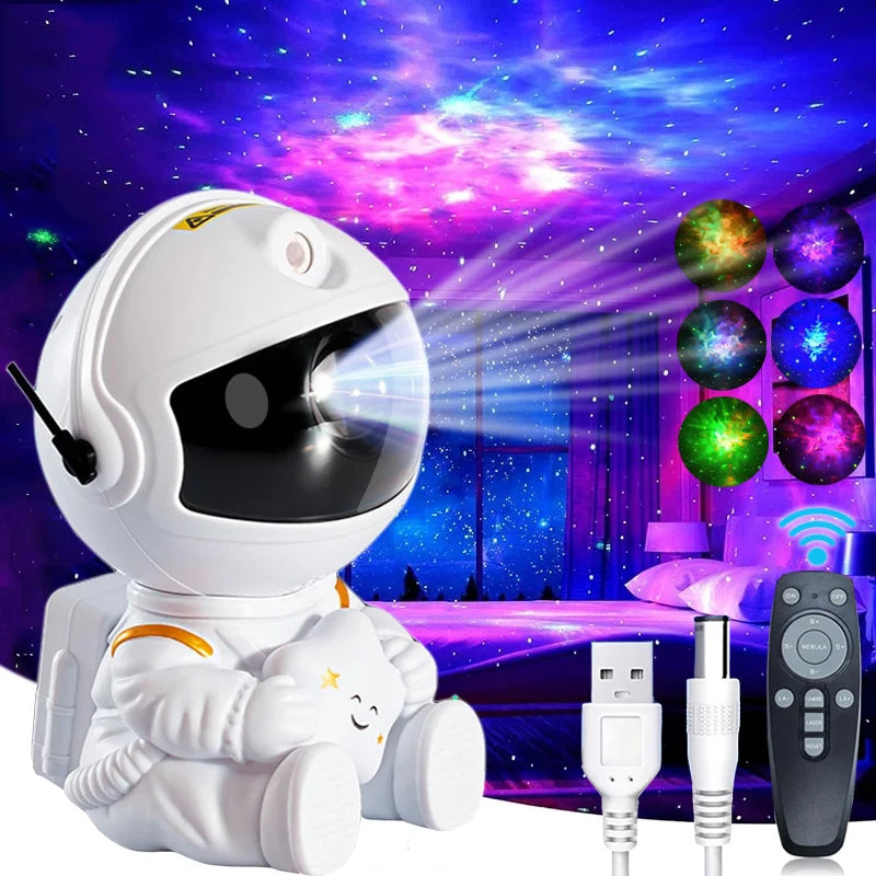Galaxy Astronaut Star Projector – Nebula LED Night Light with Remote Control