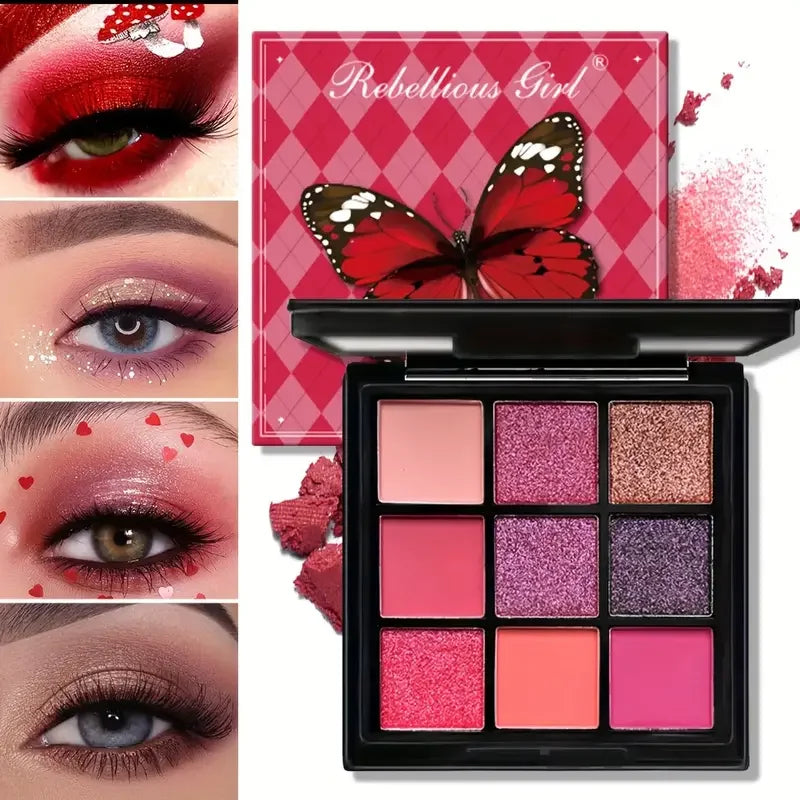 9-Color Eyeshadow Palette – Matte & Shimmer Shades for Day-to-Night Looks (Waterproof)