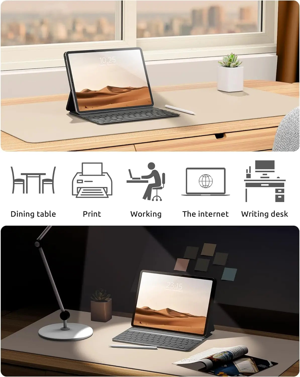 Double-Sided Leather & Cork Desk Pad – Eco-Friendly Large Mouse Mat (Waterproof, 4 Sizes)