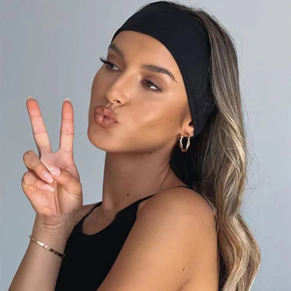 Solid Color Elastic Headband – Soft Cotton Turban Style for Women | Yoga, Fashion & Everyday Wear