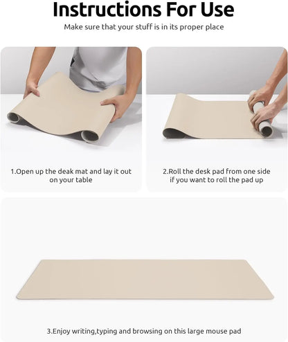 Double-Sided Leather & Cork Desk Pad – Eco-Friendly Large Mouse Mat (Waterproof, 4 Sizes)