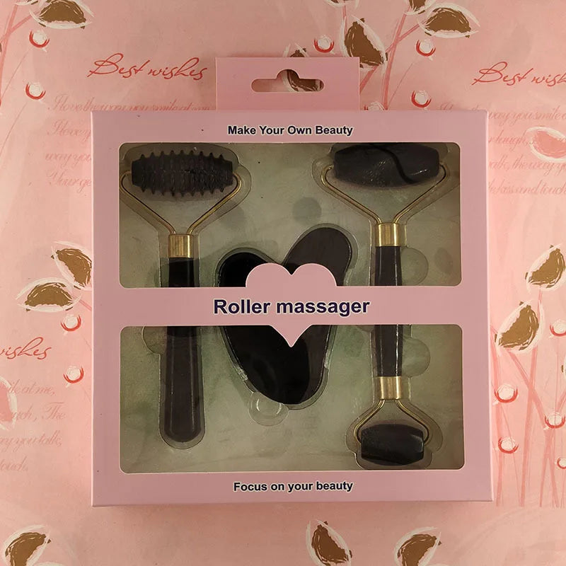 3-Piece Resin Facial Roller Set – Gua Sha Massage Tools for Face & Body Skincare