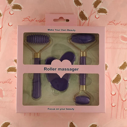 3-Piece Resin Facial Roller Set – Gua Sha Massage Tools for Face & Body Skincare