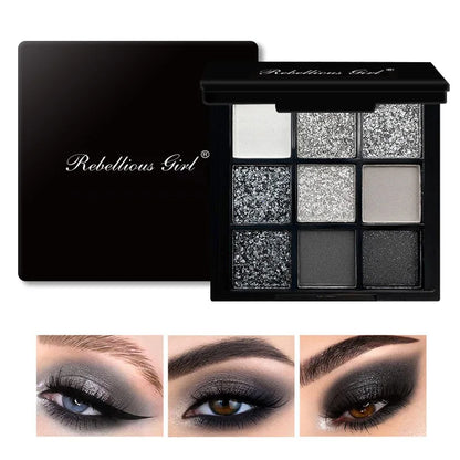 9-Color Eyeshadow Palette – Matte & Shimmer Shades for Day-to-Night Looks (Waterproof)