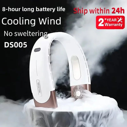 8000mAh Bladeless Hanging Neck Fan – Hands-Free Portable Air Cooler