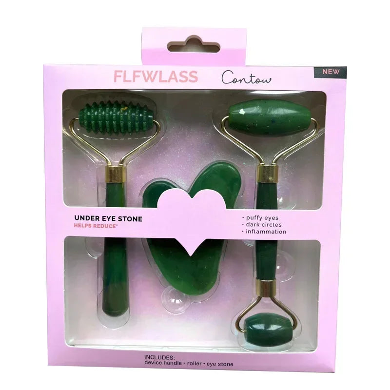 3-Piece Resin Facial Roller Set – Gua Sha Massage Tools for Face & Body Skincare
