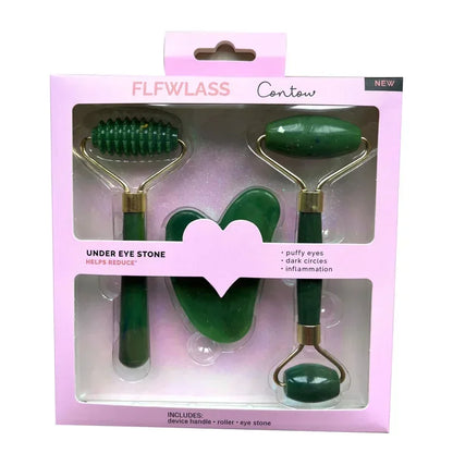 3-Piece Resin Facial Roller Set – Gua Sha Massage Tools for Face & Body Skincare
